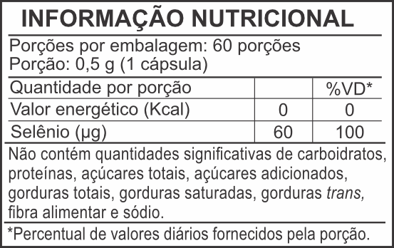 Informação Nutricional - SELÊNIO